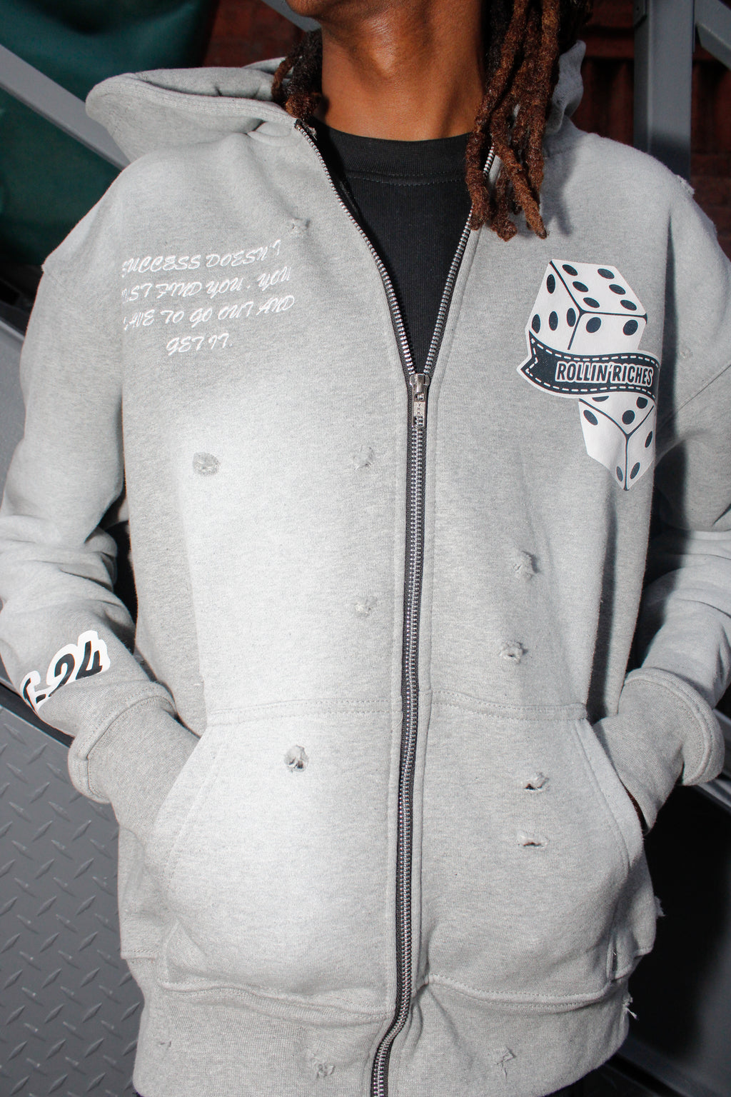 Distressed Zip-Up