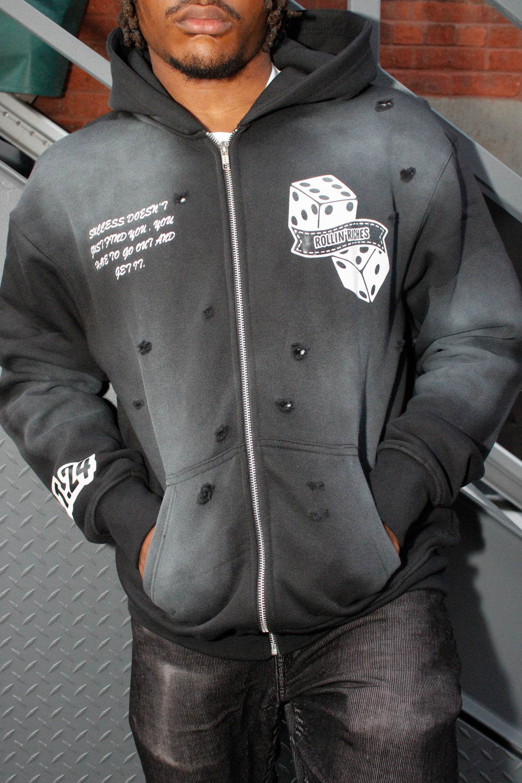 Distressed Zip-Up