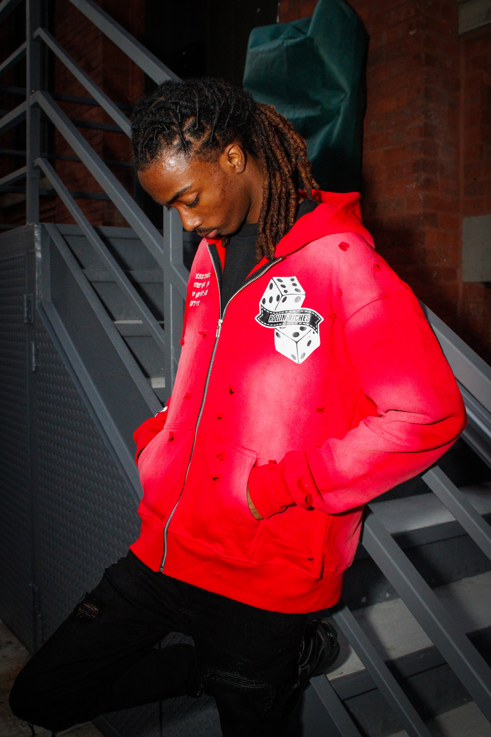 Distressed Zip-Up